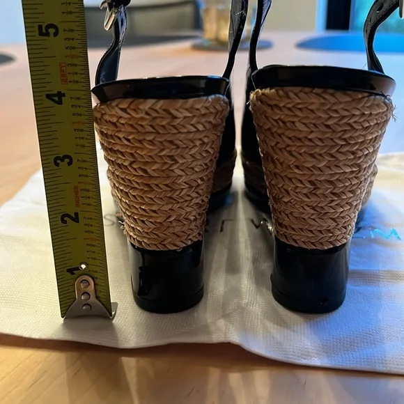 STUART WEITZMAN Wedge Sandals Black Patent Leather - Picture 8 of 9